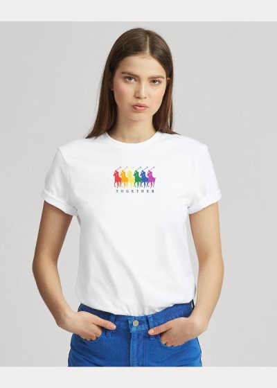 Playeras Polo Ralph Lauren Mujer Blancos - Pride Cotton Graphic - HQAVJ0928